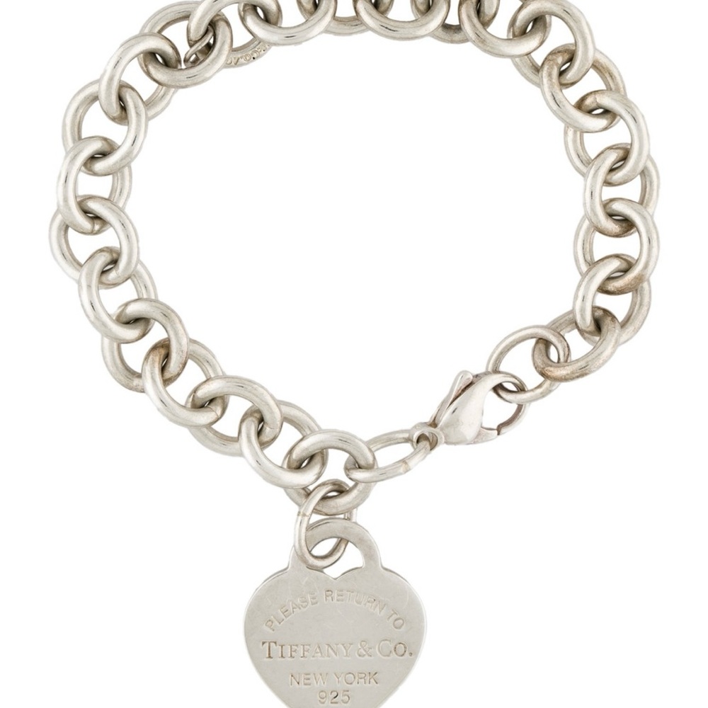 Tiffany & Co. Sterling Silver Heart Tag Charm Bracelet - Silver